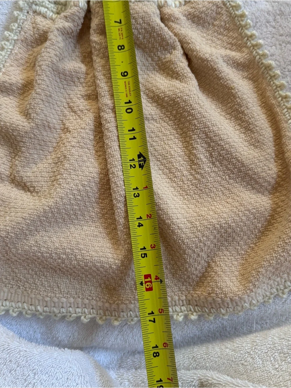 Handmade Neutral Beige Crochet Hanging Kitchen Towel